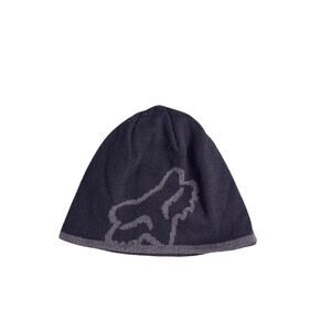 Fox Racing Reversible Beanie Black Grey Y2K Skater Motocross Streetwear OS